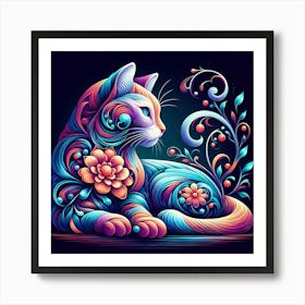 Psychedelic Cat 15 Art Print