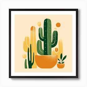 Rizwanakhan Simple Abstract Cactus Non Uniform Shapes Petrol 45 Art Print