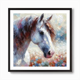 White Horse In A Field 1 Art Print