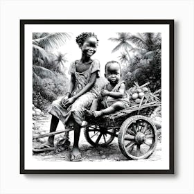 Two Children In A Cart Poster