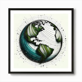 Earth - Abstract Line Art Illustration 159 Art Print