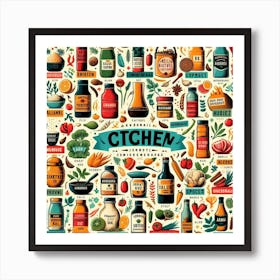 Kitchen Icon Set Art Print