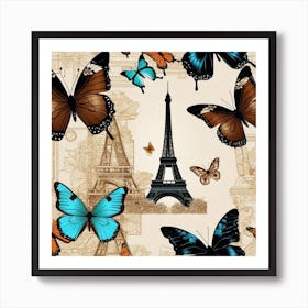 Paris Butterflies Wallpaper Art Print