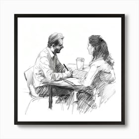 Two People At A Table 1 Art Print