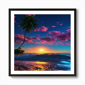 Sunset At The Beach 2 Art Print