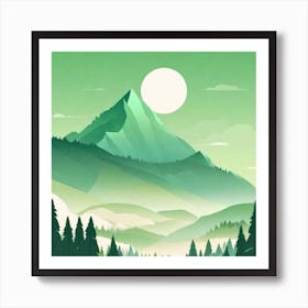 Misty mountains background in green tone 104 Art Print