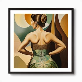 Woman In A Green Dress Art Print