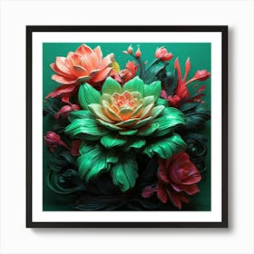 Neon Bloom Green Art Print 1 (1) Art Print