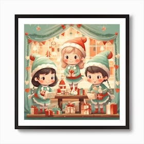 Christmas Elves 3 Art Print