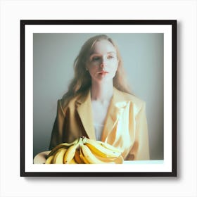 Portrait Of A Girl With Bananas Art Print