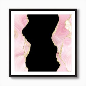 Pink & Gold Glitter Agate Texture 01 Art Print