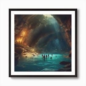 Cave With People In It Art Print