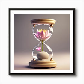 Hourglass With Flower Art Print