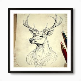 Deer Head 5 Art Print