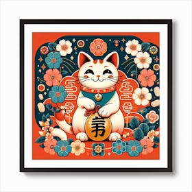 Lucky Neko Cat Kitty Art Print