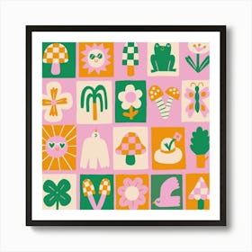 Msuhrooms And Frogs Art Print