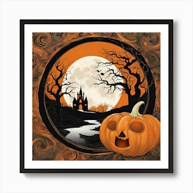 Abstract Halloween Pumpkin Art Print