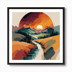The wide, multi-colored array has circular shapes that create a picturesque landscape 11 Art Print