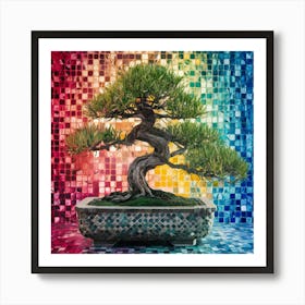 Vibrant Bonsai Mosaic Art Print