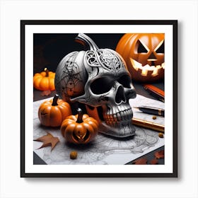 Halloween Skull Art Print