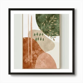 Boho Abstract Wall Art Print Beige Green 6 Art Print