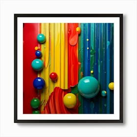 Firefly Red, Green, Blue, Yellow, Signal Colors, 3d, Flowing, Wall, Stripes, Balls, Vibrant, Colorfu (2) Art Print