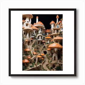 Mushroom Village Postcard Art Print