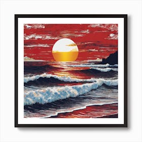 Sunset At The Beach 2 Art Print