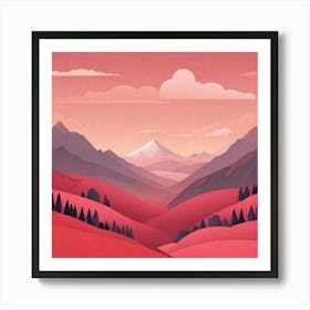 Misty mountains background in red tone 39 Art Print