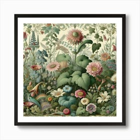 Garden Of Flowers, William Morris style Art Print