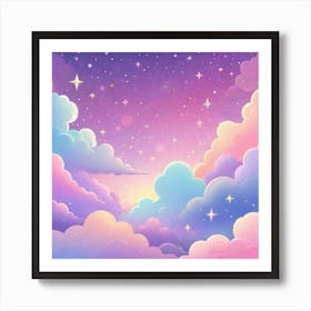 Sky With Twinkling Stars In Pastel Colors Square Composition 135 Art Print