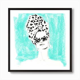 Printed Turban And Big Sunglasses Square Art Print