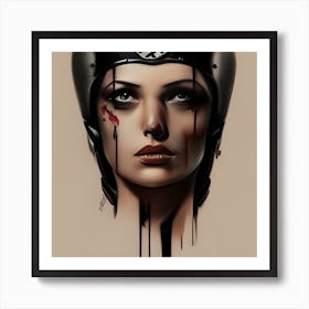 Girl In A Helmet Art Print