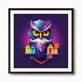 Owl In A Suit Art Print