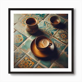 Cup Of Coffee On Tile Art Print