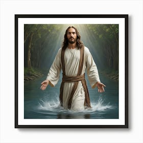 Jesus walking through water 1 Art Print