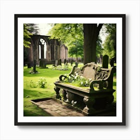 Remembrance Vintage Tomb Landmark Beautiful Plant Headstone Culture Old Architecture Rest (10) Art Print