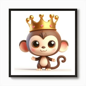 Cute Monkey With A Crown Poster