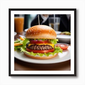 Burger In A Restaurant 2 Art Print