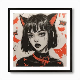 Cat Girl Art Print