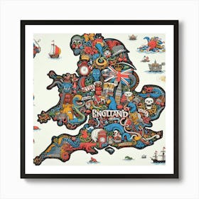 England Map Art Print