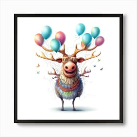 Deer With Balloons 6 Art Print