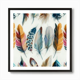 Feathers oil painting abstract painting art 4 Art Print