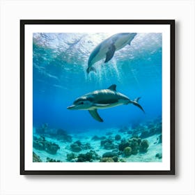 Dolphins In The Ocean Art Print