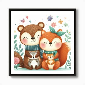 Cute Squirrels Art Print