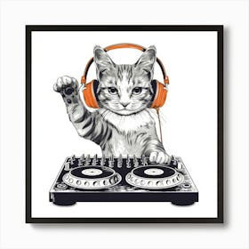 Dj Cat 2 Art Print