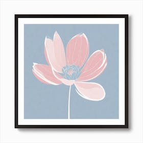 A White And Pink Flower In Minimalist Style Square Composition 7 Art Print