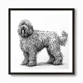 Komondor Dog Line Sketch 1 Art Print