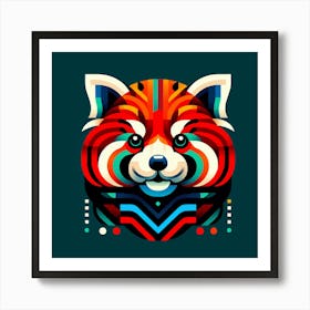 Red Panda Abstract: A Colorful Acrylic Painting Art Print