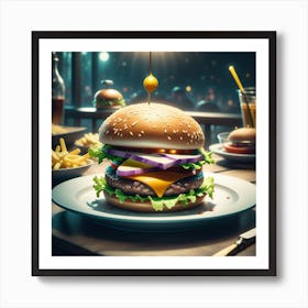 Burger In A Restaurant 8 Art Print